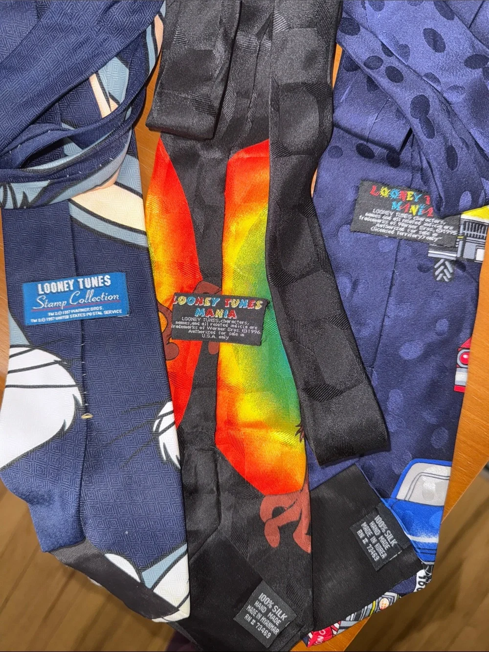Bundle set of 3 vintage looney tunes vintage silk ties 90s